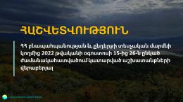 Отчет о работах, выполненных Инспекционным органом по охране природы и недр в период с 15 по 26 августа 2022 г